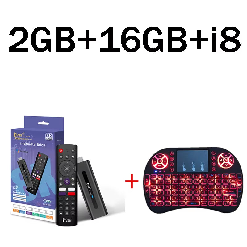 TV98 ATV Smart TV Stick Android 14 ATV Allwinner H313 Support 4G 5G Wifi HD 4K 8K TV Box BT5.0 2GB 16GB Voice Remote TV Box