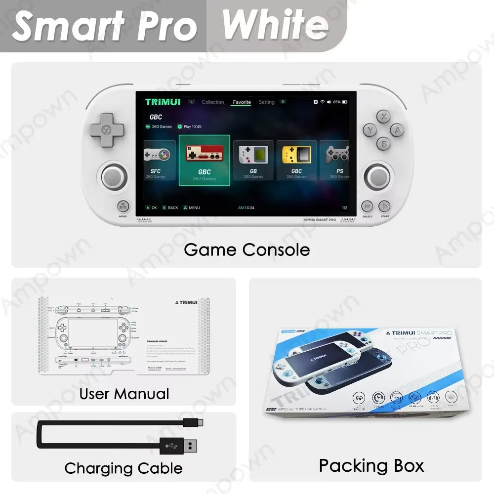 Smart Pro Handheld Game Console 4.96''IPS Screen Linux System Joystick RGB Lighting Smartpro Retro Video Game Player Gift