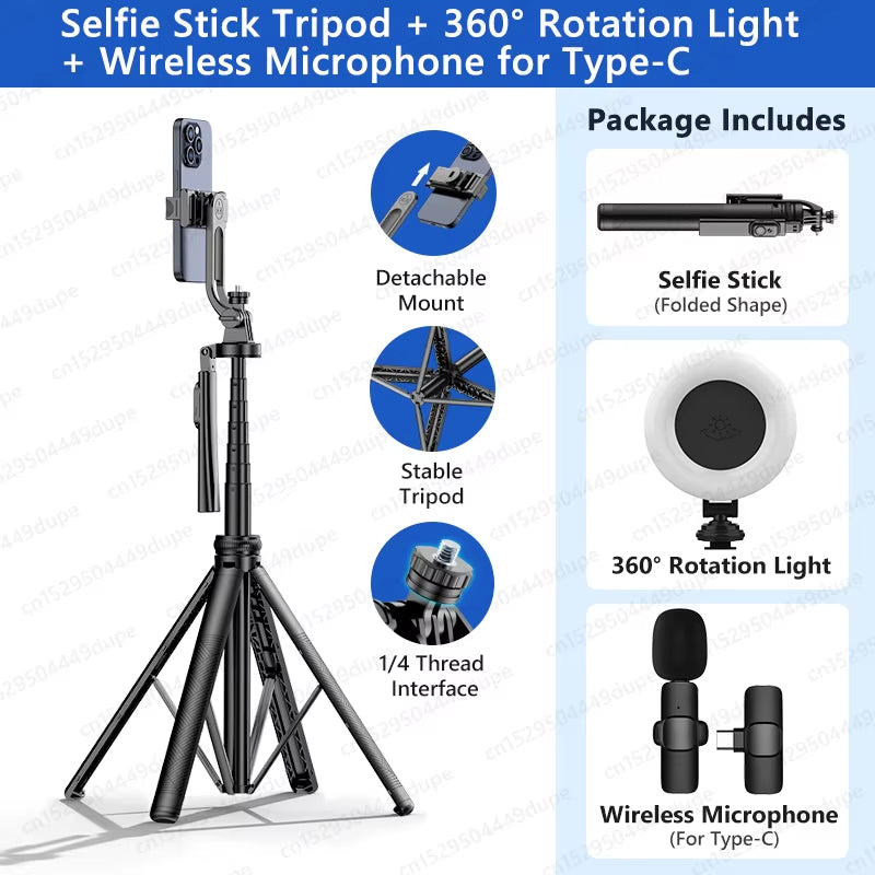 Tripod for Smartphone Light Camera,Tripods Stand with Wireless Bluetooth,Selfie Stick Brackets with Phone Holder for Vlog/Video