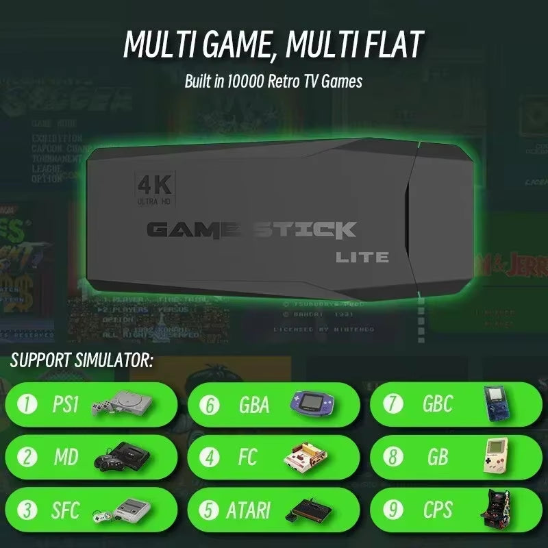 M8 Game Console 20000+ Games 64GB Built-In 2-Player 2.4G Wireless Controllers 4K HD PS1 GBA Video Games Christmas Gift