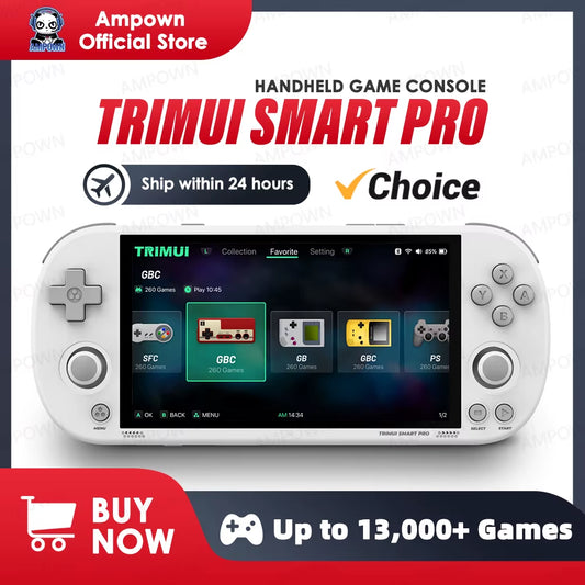 Smart Pro Handheld Game Console 4.96''IPS Screen Linux System Joystick RGB Lighting Smartpro Retro Video Game Player Gift