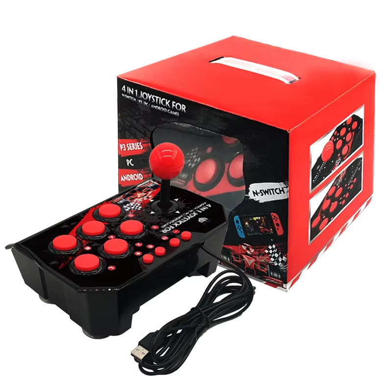4-In 1Game Joystick with 3M USB Cable TURBO Games Console Rocker Arcade Station for Nintendo Switch Android TV PS3 PC