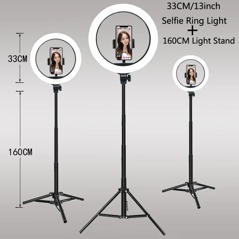 26 33CM Video Lights Dimmable Light Selfie LED Ring Light USB Ring Lighting Lamp with Tripod Stand to Make Youtube Ringlight
