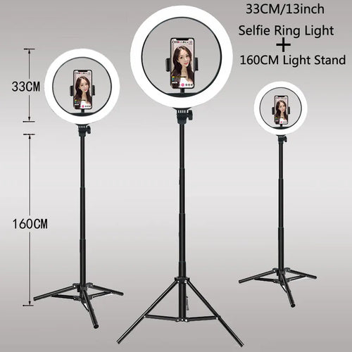 26 33CM Video Lights Dimmable Light Selfie LED Ring Light USB Ring Lighting Lamp with Tripod Stand to Make Youtube Ringlight