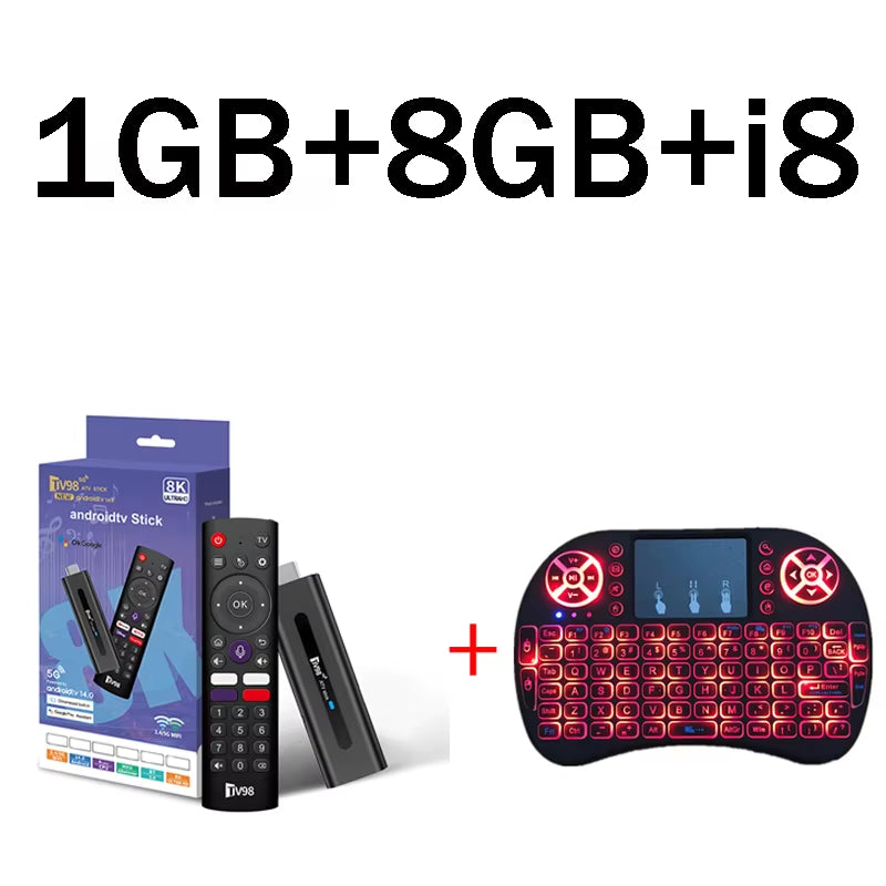TV98 ATV Smart TV Stick Android 14 ATV Allwinner H313 Support 4G 5G Wifi HD 4K 8K TV Box BT5.0 2GB 16GB Voice Remote TV Box