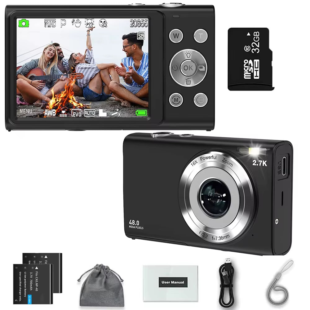 4K Digital Camera Autofocus Vlogging Camera HD 48MP with 2.8" Large Screen Camcorder Camera for Photography for Kid Adult