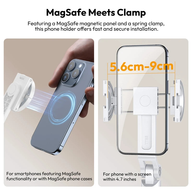TT88 1.44M Overhead Selfie Stick Phone Tripod with Magnetic Clamp Wireless Remote Extension Tripod for Livestreaming Vlog