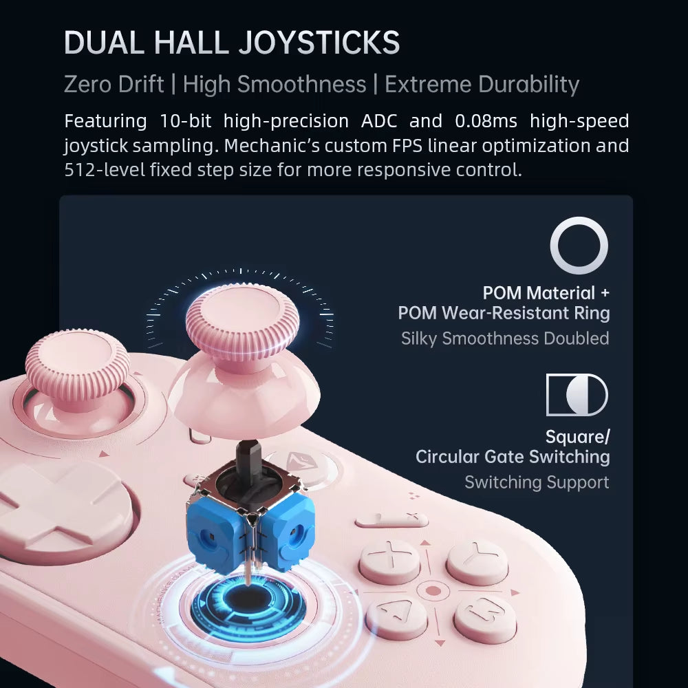 MACHENIKE G1 Wireless Gaming Controller with 1K Polling Rate Hall Effect Trigger Joystick for Nintendo Switch PC Ios Android