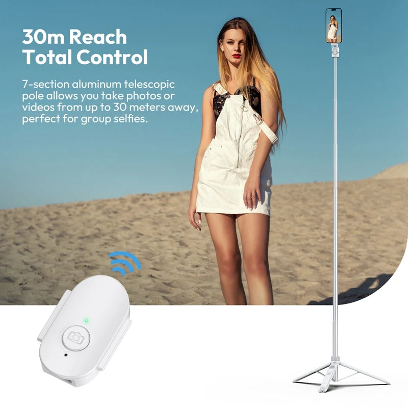 TT88 1.44M Overhead Selfie Stick Phone Tripod with Magnetic Clamp Wireless Remote Extension Tripod for Livestreaming Vlog