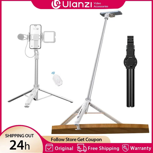 TT88 1.44M Overhead Selfie Stick Phone Tripod with Magnetic Clamp Wireless Remote Extension Tripod for Livestreaming Vlog