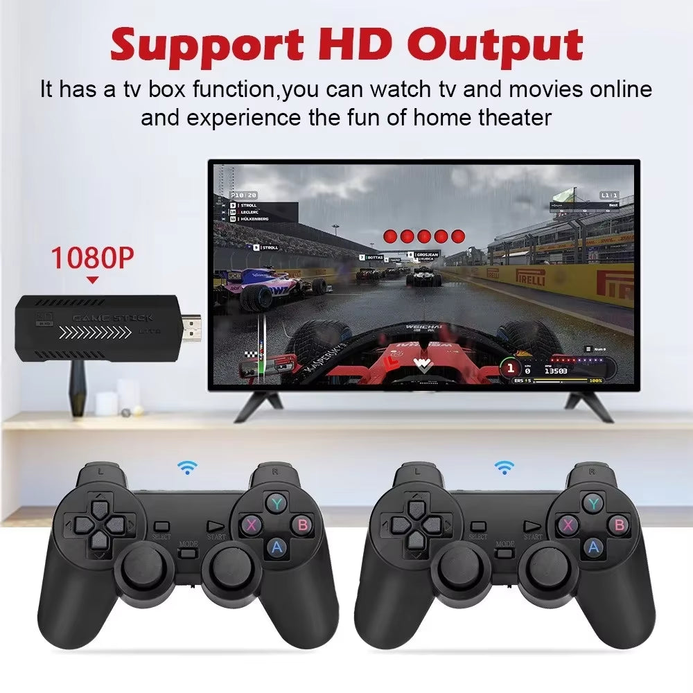 X2 Retro Video Game Console Stick HD 64GB Retro Classical Games Dual Wireless Controllers Video Game Consoles for Gift