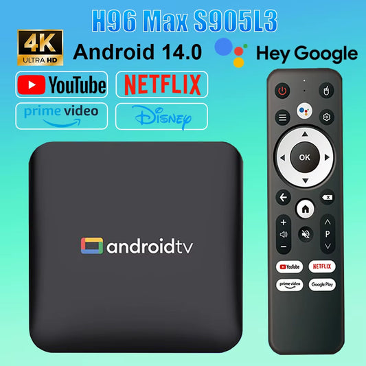 TV Box H96 MAX S905L3 Android 14.0 Set-Top Box BT Remote Control 4K Quad Core Media Player Home Smart Set Top TV Box 2GB 8GB