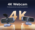 4K and 1080p autofocus webcam with dual noise-cancelling microphones for streaming and video calls