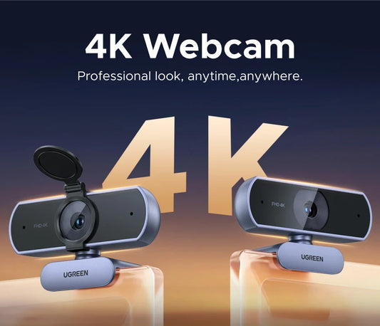 4K and 1080p autofocus webcam with dual noise-cancelling microphones for streaming and video calls