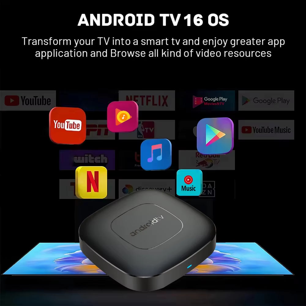 Android16 Smart Home Theater TV Box Allwinnerh313 Google Assistant Netflix Streaming Bluetooth Media Player 2G16G 2.4G5G Wifi T1
