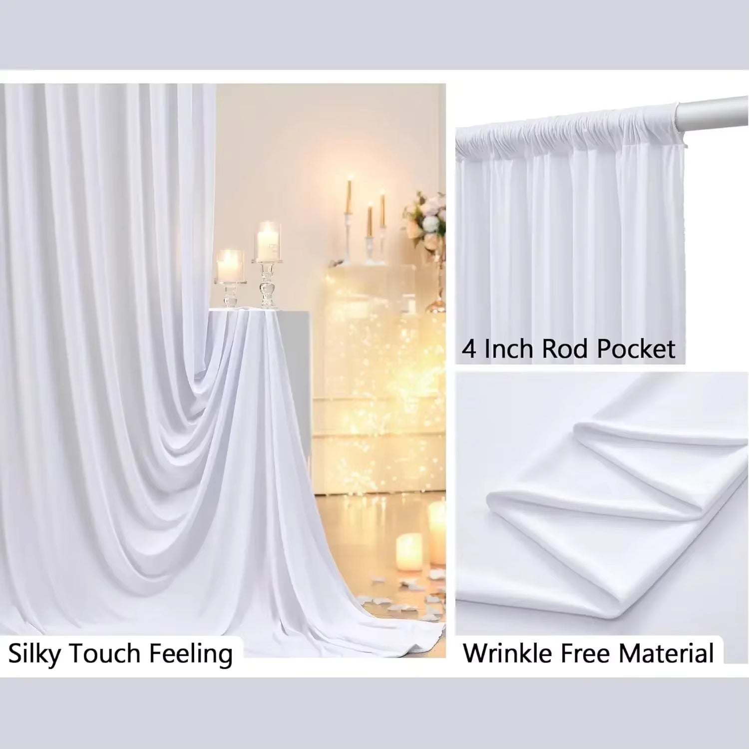2PCS Sage Green Backdrop Curtain for Party Wedding Wrinkle Free Photo Curtains Backdrop Drapes Fabric Decoration for Baby Shower