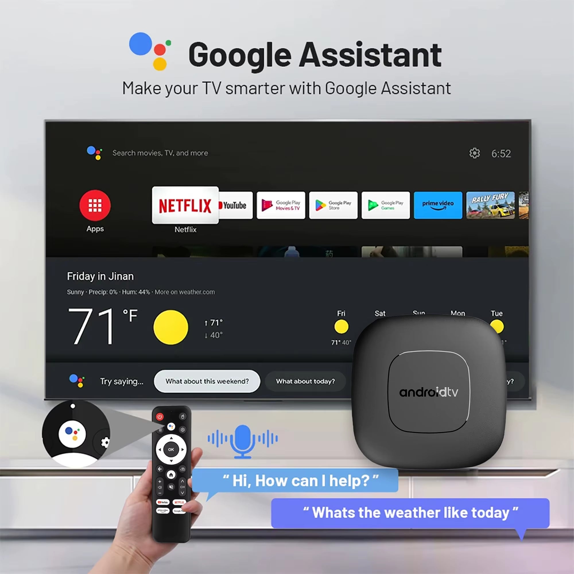 Android16 Smart Home Theater TV Box Allwinnerh313 Google Assistant Netflix Streaming Bluetooth Media Player 2G16G 2.4G5G Wifi T1