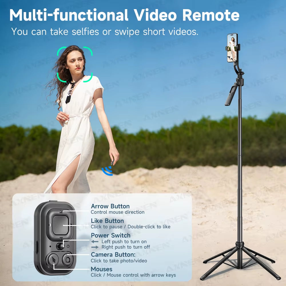 1630Mm/64In C17 Tripod Selfie Stick 360° Auto Rotation Shooting Quadruped Phone Stand Face Track Bluetooth Remote Control Tripie