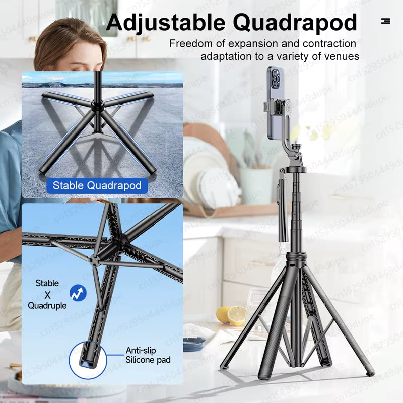 Tripod for Smartphone Light Camera,Tripods Stand with Wireless Bluetooth,Selfie Stick Brackets with Phone Holder for Vlog/Video