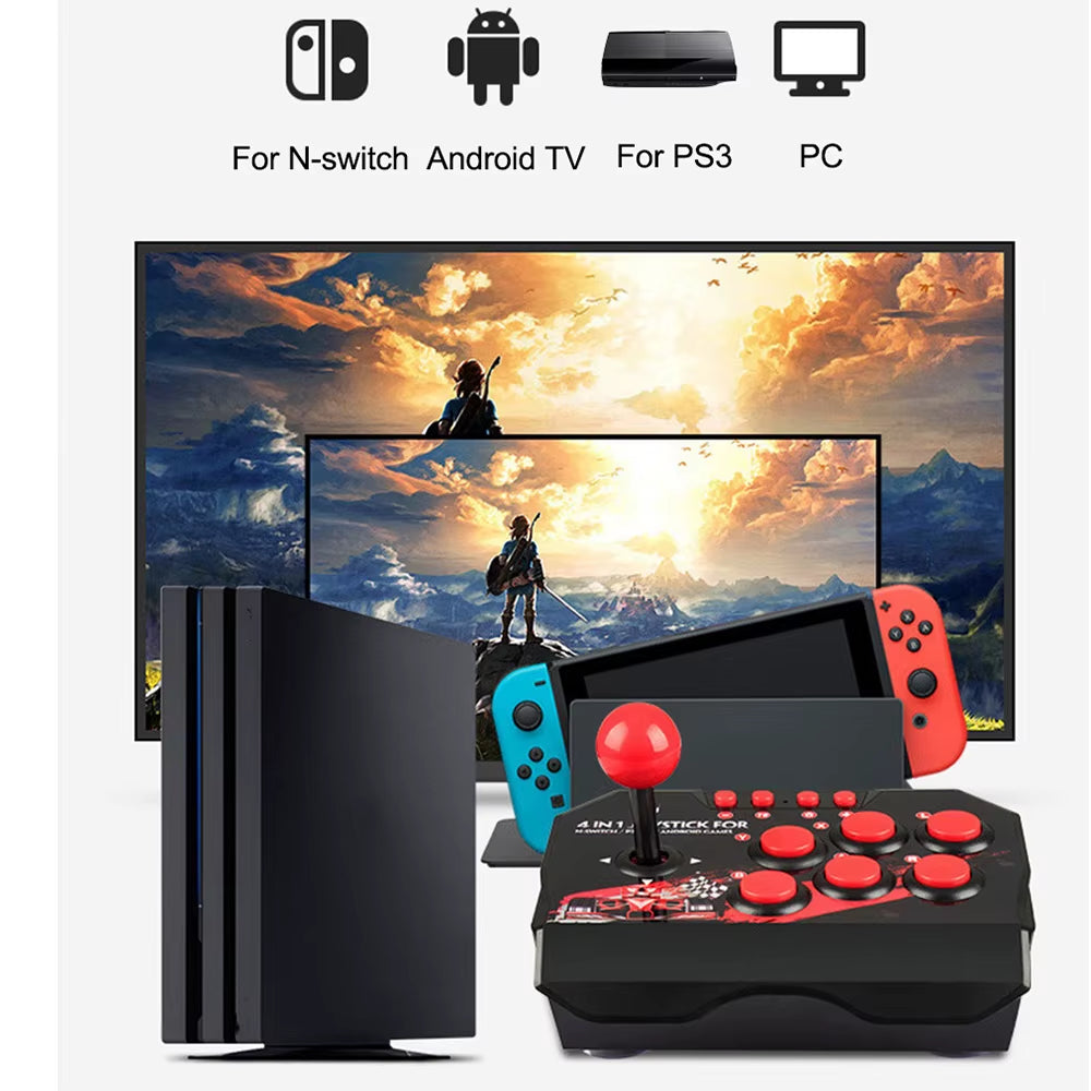 4-In 1Game Joystick with 3M USB Cable TURBO Games Console Rocker Arcade Station for Nintendo Switch Android TV PS3 PC