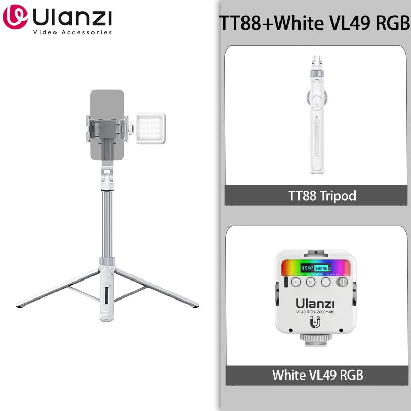 TT88 1.44M Overhead Selfie Stick Phone Tripod with Magnetic Clamp Wireless Remote Extension Tripod for Livestreaming Vlog