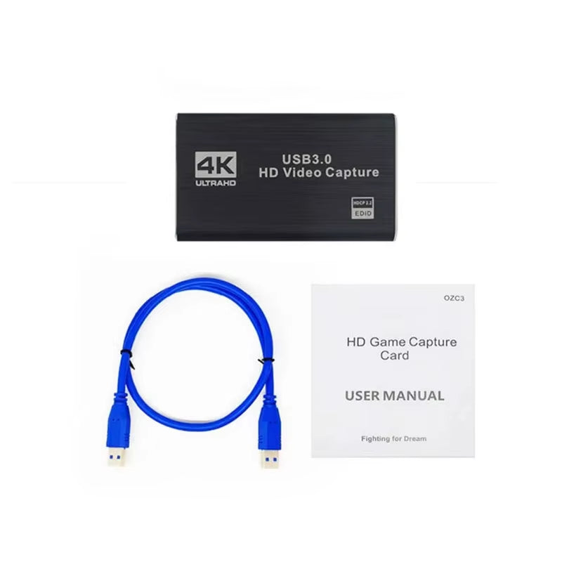 4K USB 3.0 Video Capture Card HDTV 1080P 60Hz HD Video Recorder Grabber for PS4 OBS Game Recording Live Streaming