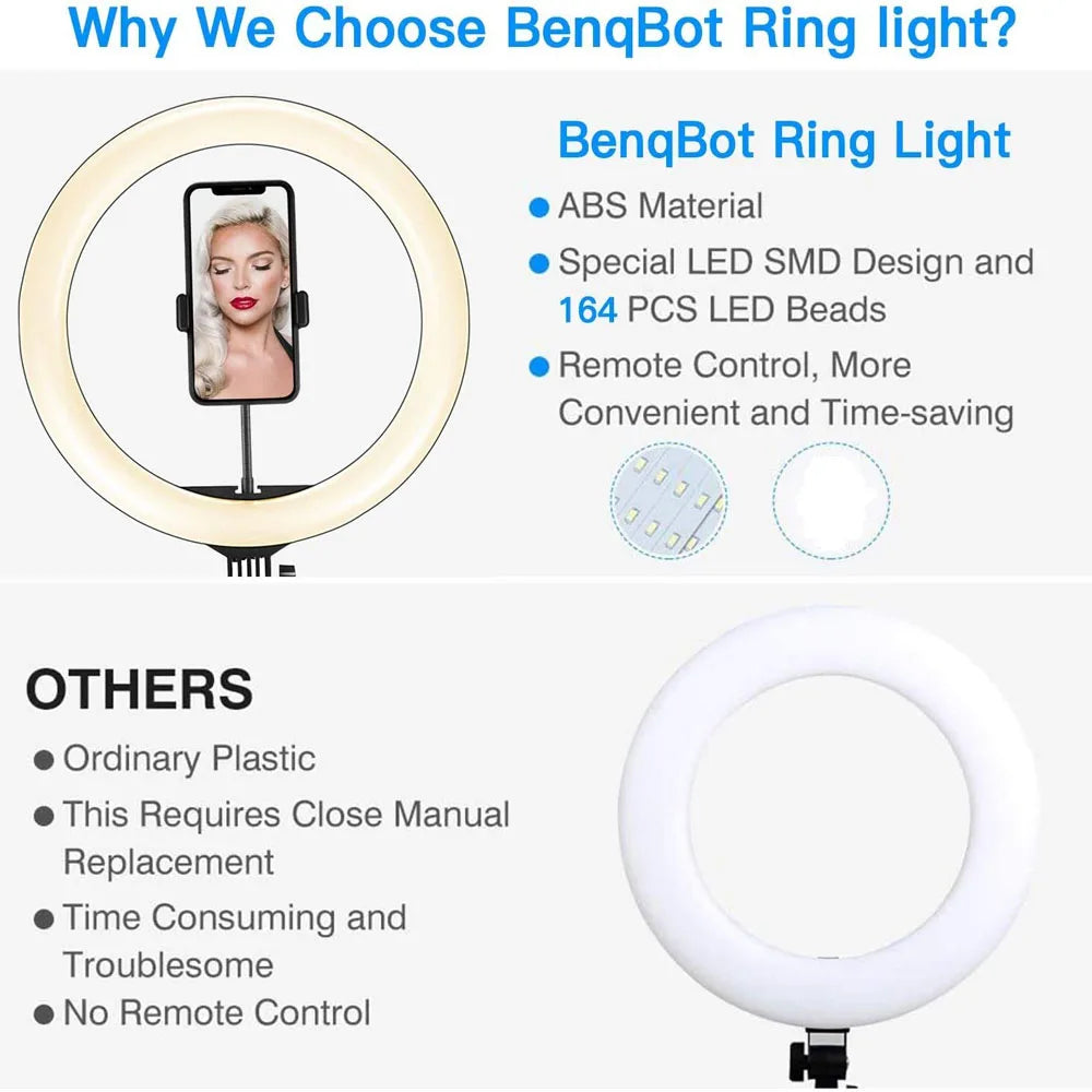 26 33CM Video Lights Dimmable Light Selfie LED Ring Light USB Ring Lighting Lamp with Tripod Stand to Make Youtube Ringlight