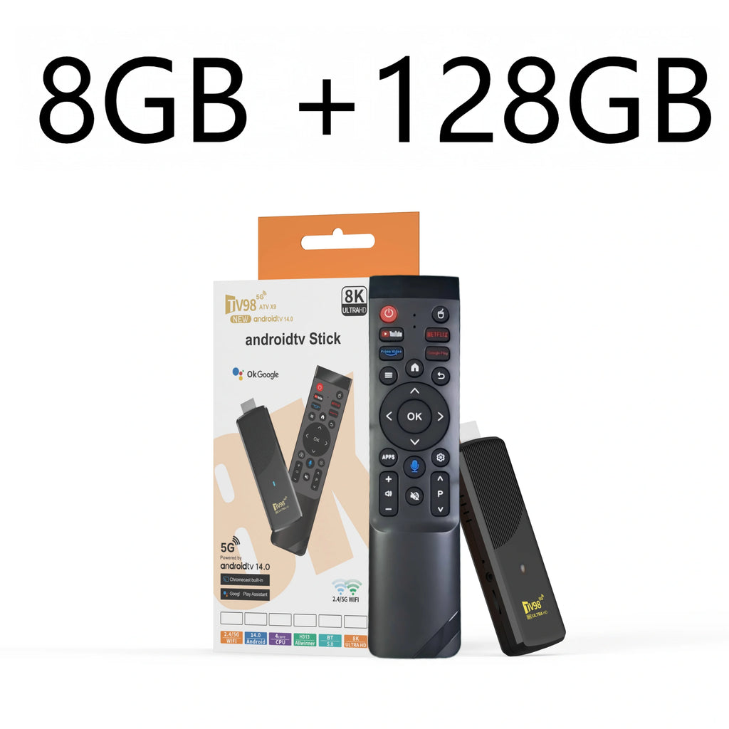 TV98 ATV X9 Smart TV Stick Android14 Allwinner H313 OTA 8GB 128GB Support 8K 4K Media Player 4G 5G Wifi6 HDR10 Voice Remote Iptv