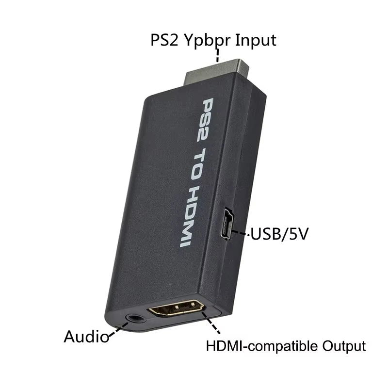 PS2 to Hdmi-Compatibale Audio Video Converter 480I/480P/576I with 3.5Mm Audio Output Supports All PS2 to HD Display Modes