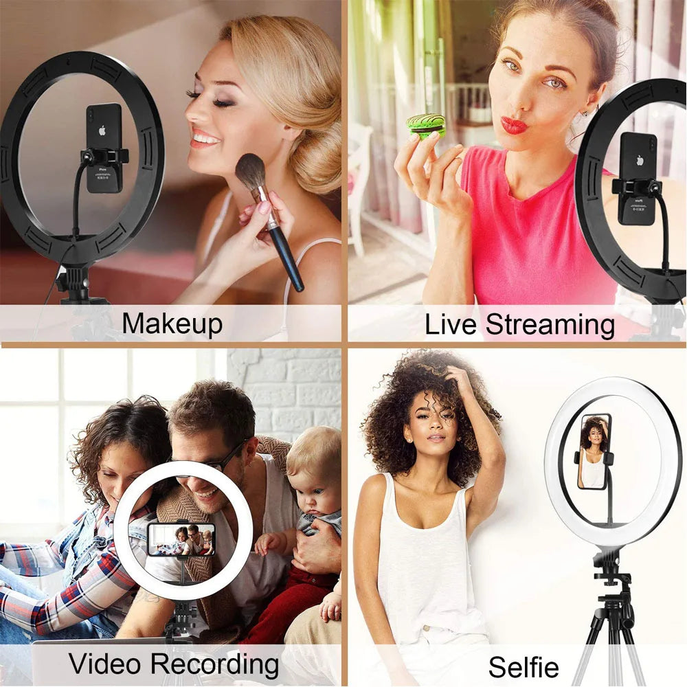 26 33CM Video Lights Dimmable Light Selfie LED Ring Light USB Ring Lighting Lamp with Tripod Stand to Make Youtube Ringlight