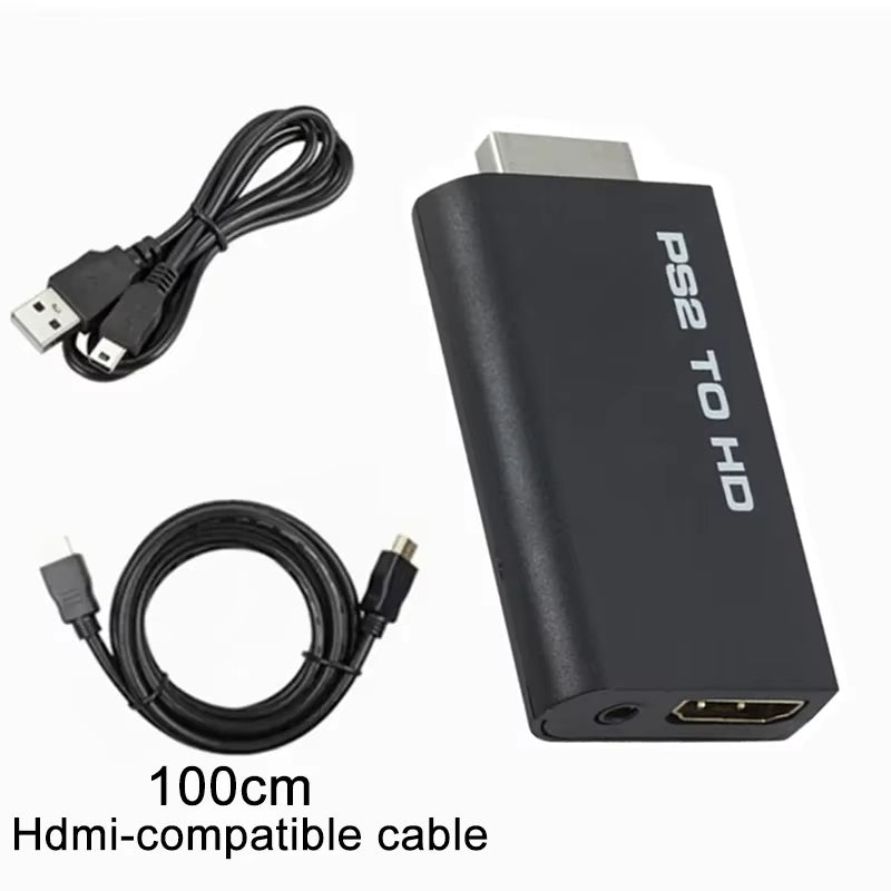 PS2 to Hdmi-Compatibale Audio Video Converter 480I/480P/576I with 3.5Mm Audio Output Supports All PS2 to HD Display Modes