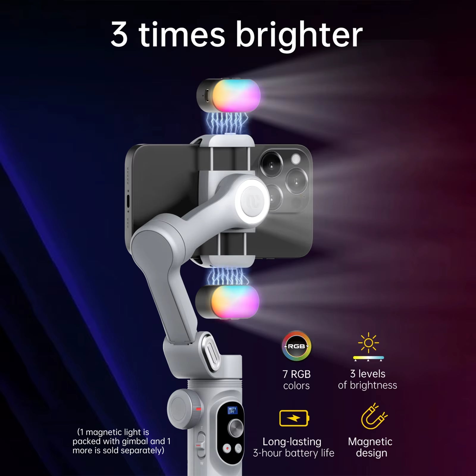Smart Xpro 3 Axis Smartphone Gimbal Stabilizer for Iphone and Android Phone Stable Shooting with RGB Video Fill Light