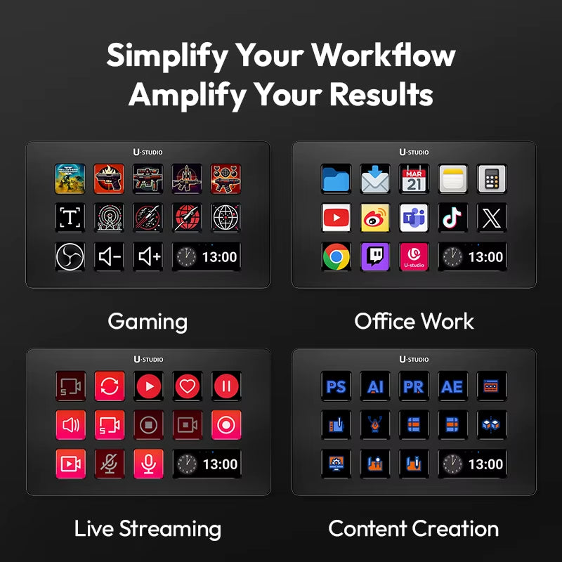 D200 Live Streaming Controller with 13 LCD Keys for Vlogging, Video Editing, Gaming, and Office Use