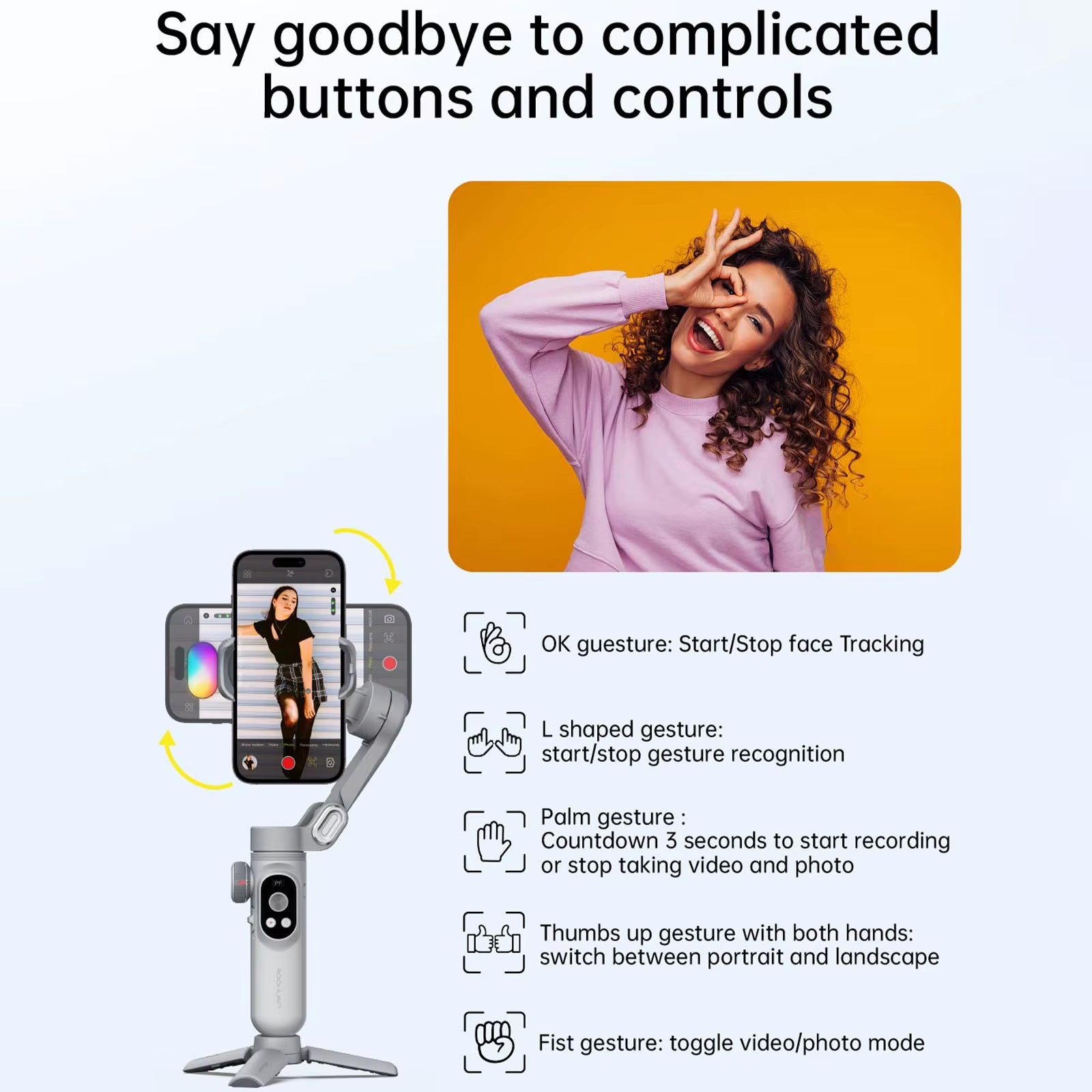 Smart Xpro 3 Axis Smartphone Gimbal Stabilizer for Iphone and Android Phone Stable Shooting with RGB Video Fill Light