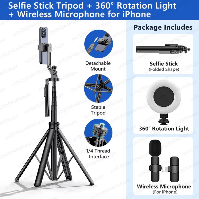 Tripod for Smartphone Light Camera,Tripods Stand with Wireless Bluetooth,Selfie Stick Brackets with Phone Holder for Vlog/Video