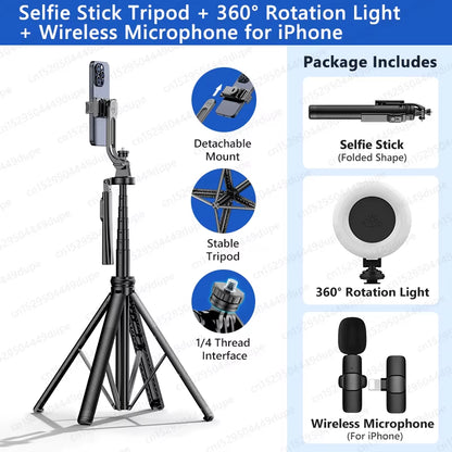 Tripod for Smartphone Light Camera,Tripods Stand with Wireless Bluetooth,Selfie Stick Brackets with Phone Holder for Vlog/Video