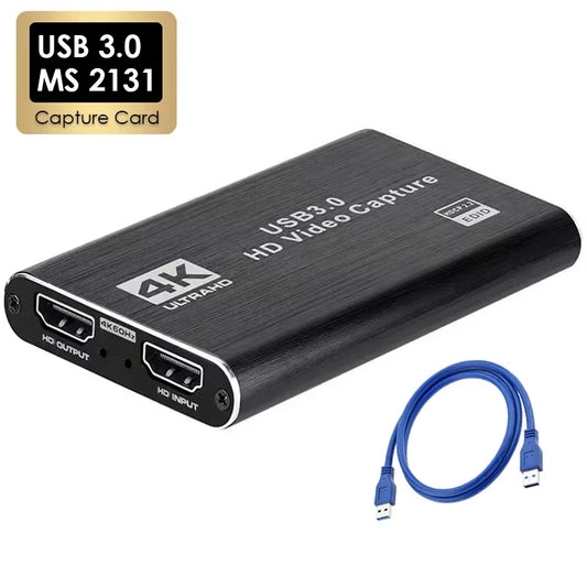 4K USB 3.0 Video Capture Card HDTV 1080P 60Hz HD Video Recorder Grabber for PS4 OBS Game Recording Live Streaming