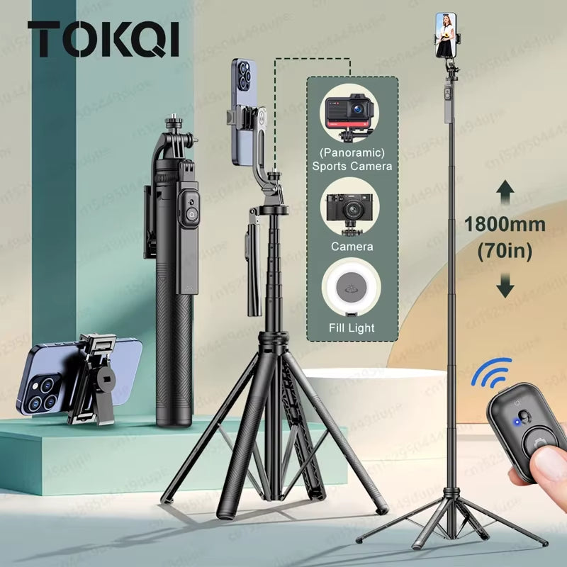 Tripod for Smartphone Light Camera,Tripods Stand with Wireless Bluetooth,Selfie Stick Brackets with Phone Holder for Vlog/Video