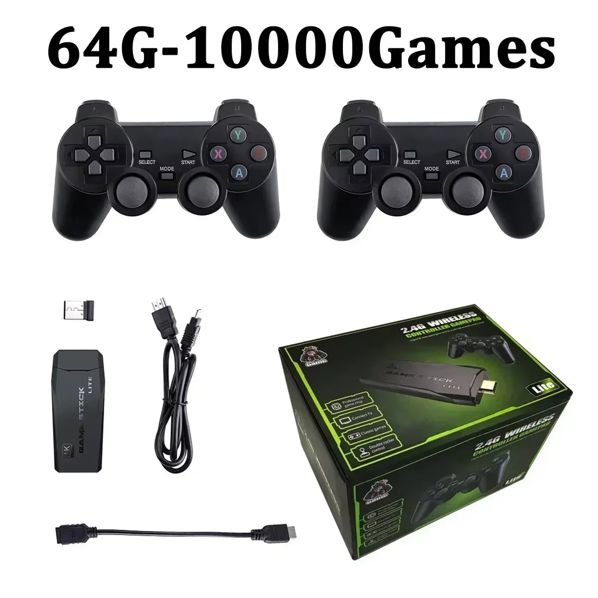 M8 Game Console 20000+ Games 64GB Built-In 2-Player 2.4G Wireless Controllers 4K HD PS1 GBA Video Games Christmas Gift