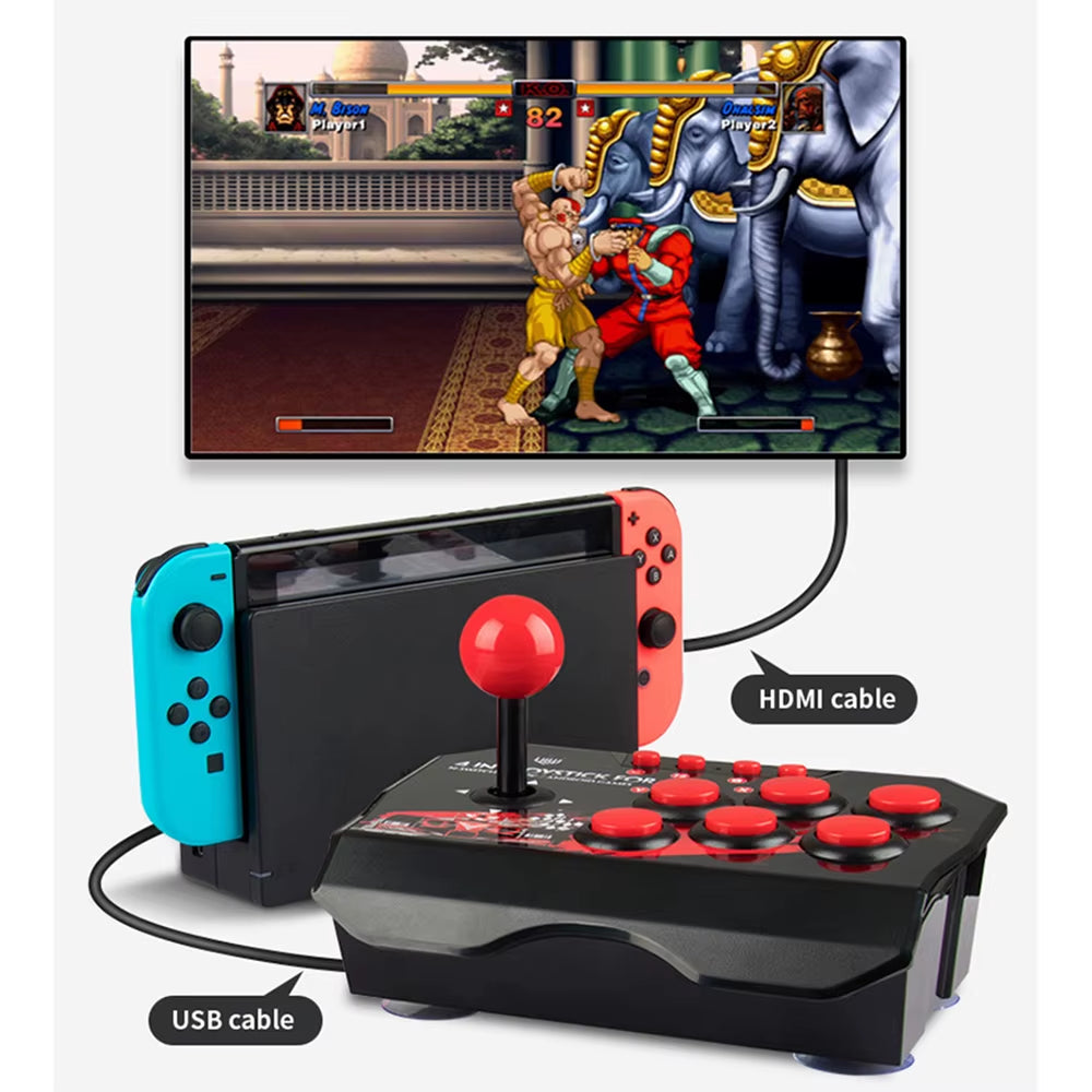 4-In 1Game Joystick with 3M USB Cable TURBO Games Console Rocker Arcade Station for Nintendo Switch Android TV PS3 PC