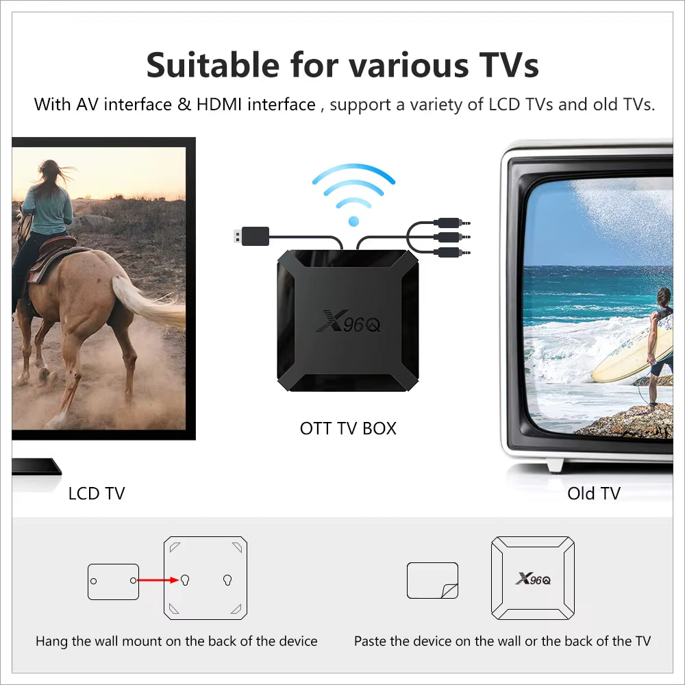 Q TV Box Android 10.0 4K Allwinner H313 Quad Core 2.4G Wifi Google Player Youtube Media Player  2GB 16GB Smart Set Top Box