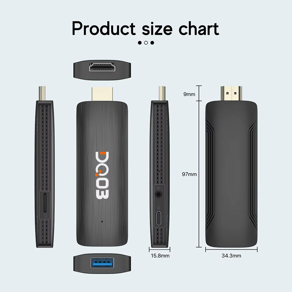 DQ03 Mini TV Stick Android 10 Quad Core ARM Cortex A53 2GB 16GB Support 4K H.265 2.4G&5.8G Wifi Streaming Smart TV Box 1GB 8GB
