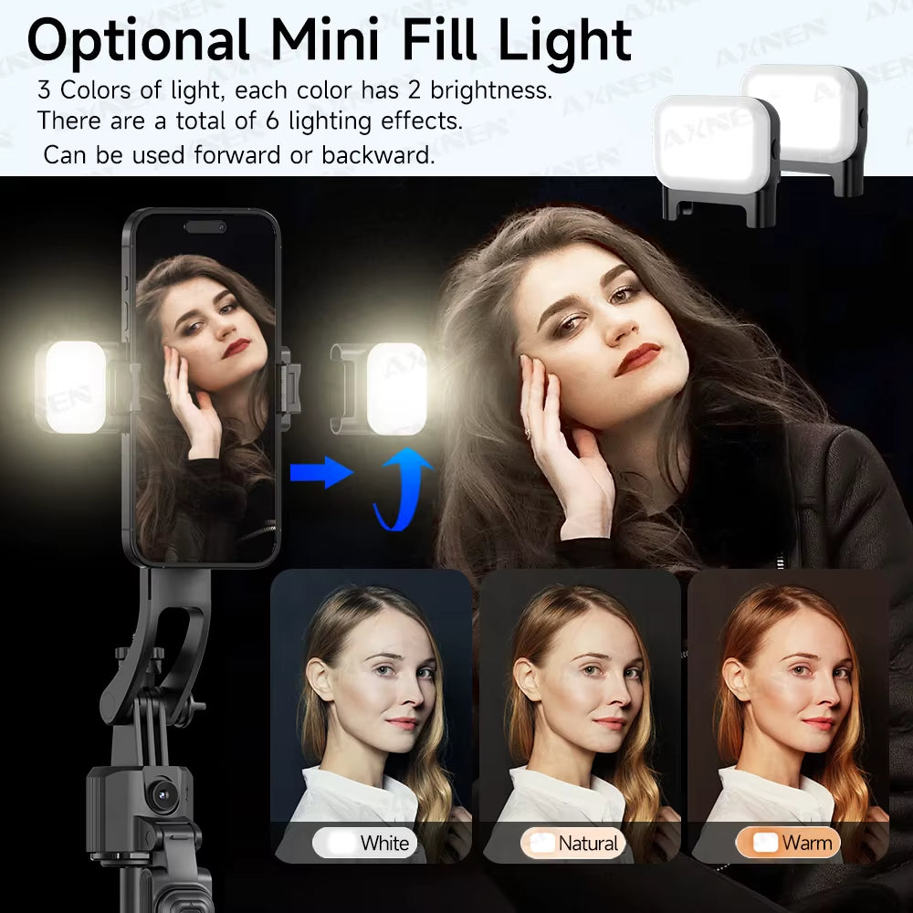 1630Mm/64In C17 Tripod Selfie Stick 360° Auto Rotation Shooting Quadruped Phone Stand Face Track Bluetooth Remote Control Tripie