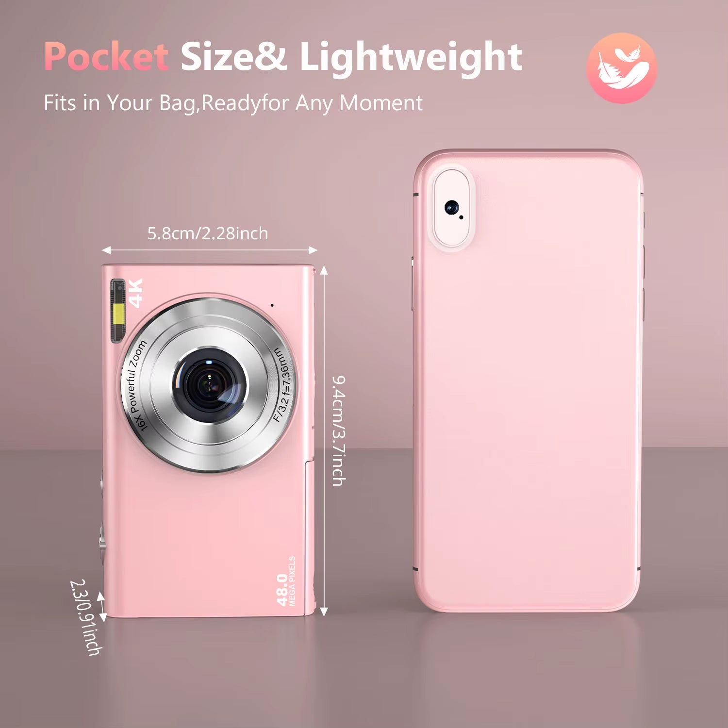 4K Digital Camera Autofocus Vlogging Camera HD 48MP with 2.8" Large Screen Camcorder Camera for Photography for Kid Adult