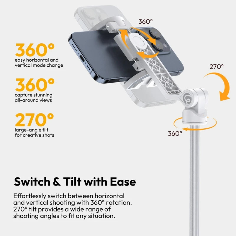 TT88 1.44M Overhead Selfie Stick Phone Tripod with Magnetic Clamp Wireless Remote Extension Tripod for Livestreaming Vlog