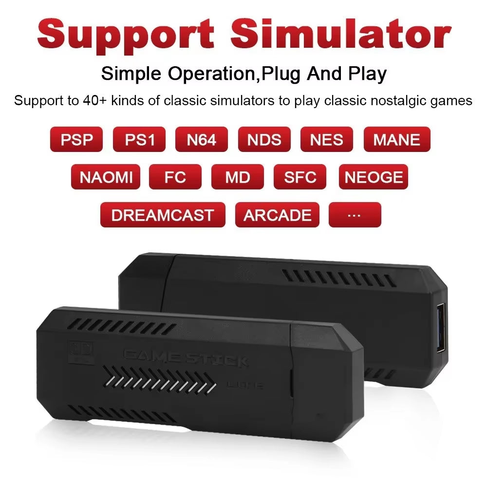 X2 Retro Video Game Console Stick HD 64GB Retro Classical Games Dual Wireless Controllers Video Game Consoles for Gift