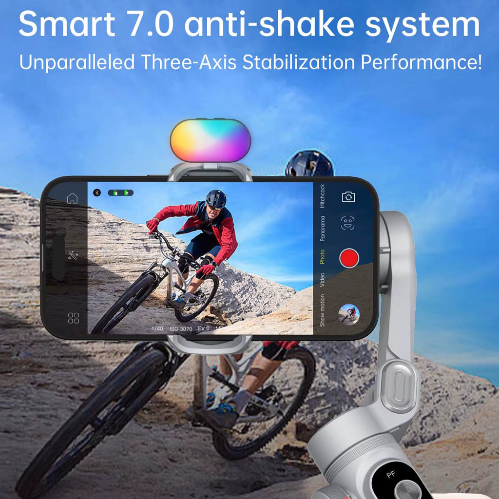 Smart Xpro 3 Axis Smartphone Gimbal Stabilizer for Iphone and Android Phone Stable Shooting with RGB Video Fill Light