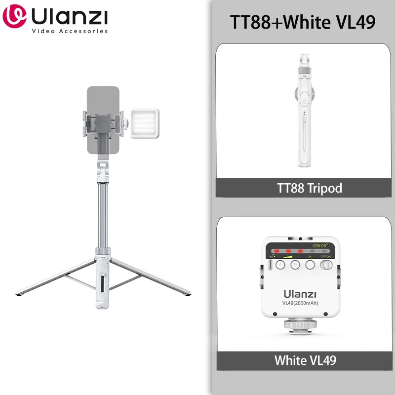 TT88 1.44M Overhead Selfie Stick Phone Tripod with Magnetic Clamp Wireless Remote Extension Tripod for Livestreaming Vlog