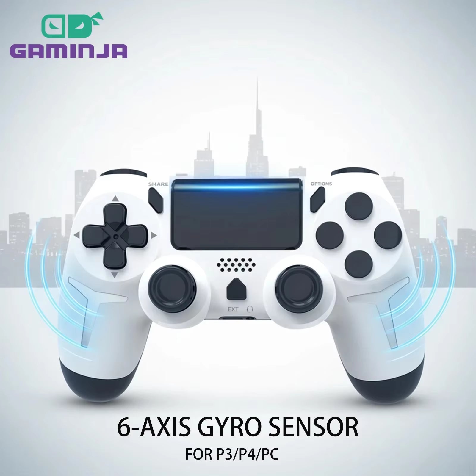 GAMINJA 6-Axis Gyroscope Dual Vibration with Touch Pad Wireless Gamepad Bluetooth Controller for PS4 PS3 Console Computer PC