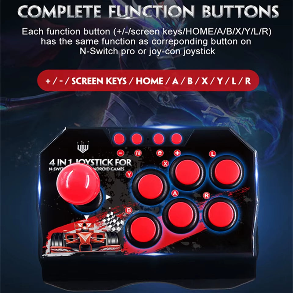 4-In 1Game Joystick with 3M USB Cable TURBO Games Console Rocker Arcade Station for Nintendo Switch Android TV PS3 PC